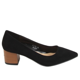 Décolleté con tacco in legno nero CL75P Nero