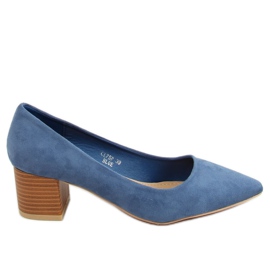 Décolleté con tacco in legno blu CL75P Blu