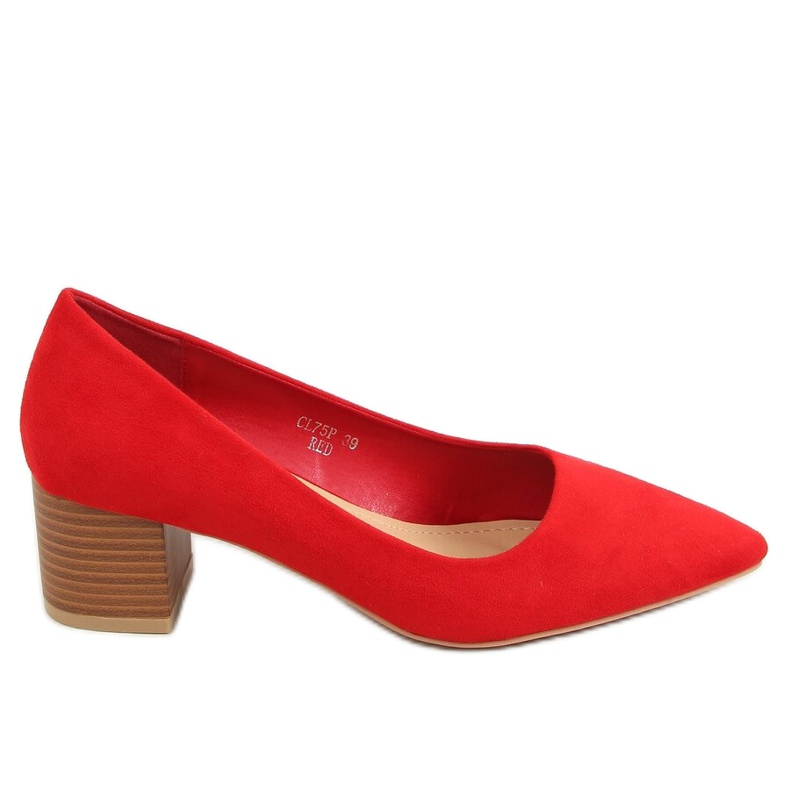 Décolleté con tacco in legno rosso CL75P Rosso