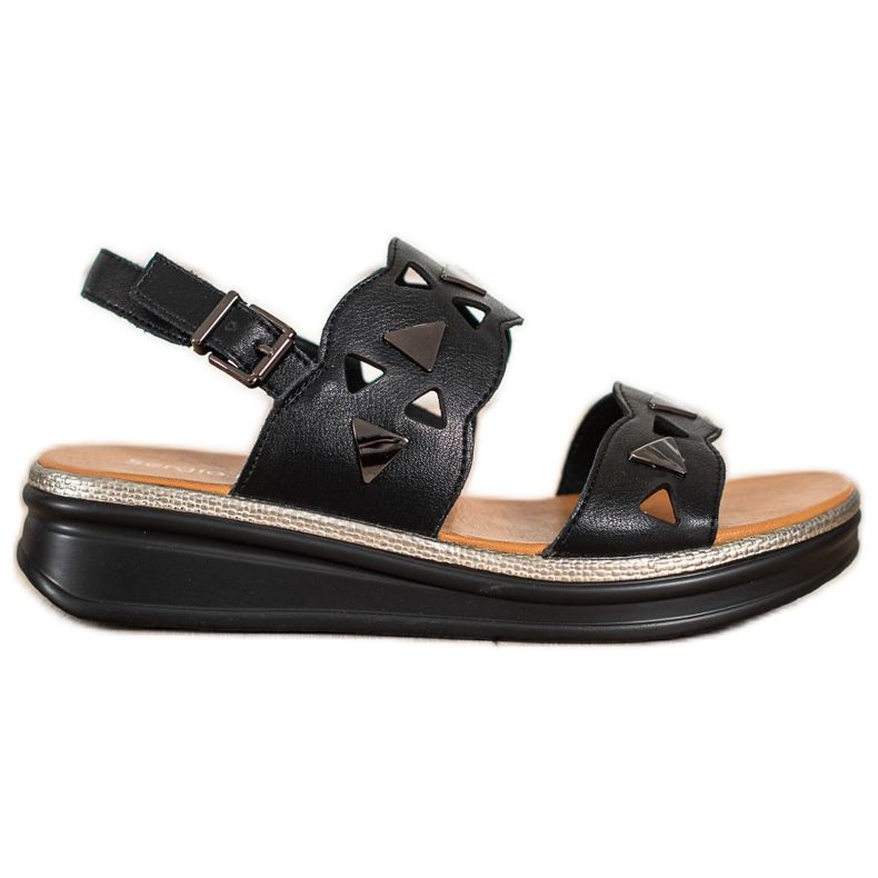 Sandali neri sulla piattaforma Sergio Leone nero