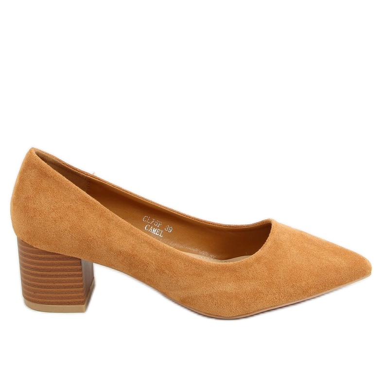 Décolleté con tacco in legno cammello CL75P Camel marrone