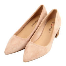 Décolleté con tacco in legno beige CL75P Beige
