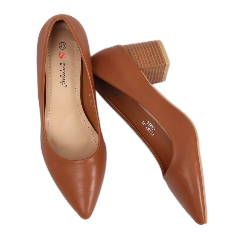 Décolleté con tacco alto cammello CL76P Camel marrone