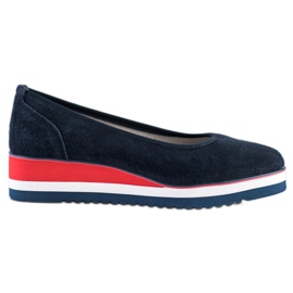Filippo Décolleté con zeppa in pelle blu navy