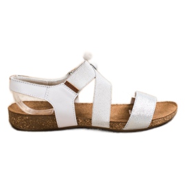 SHELOVET Sandali In Pelle Con Glitter argento
