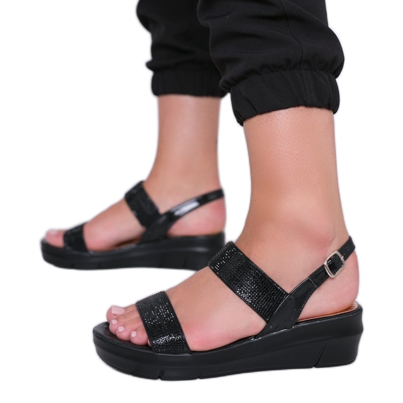 Sandali neri con zeppa Sweet Rasp nero