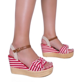 Sandali con zeppa rossi e bianchi con fiocco Holiday Vibes bianca