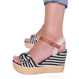 Sandali con zeppa in bianco e nero con fiocco Holiday Vibes