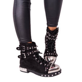 Stivali Caldi Da Donna Con Strass Camoscio Nero Lu Boo