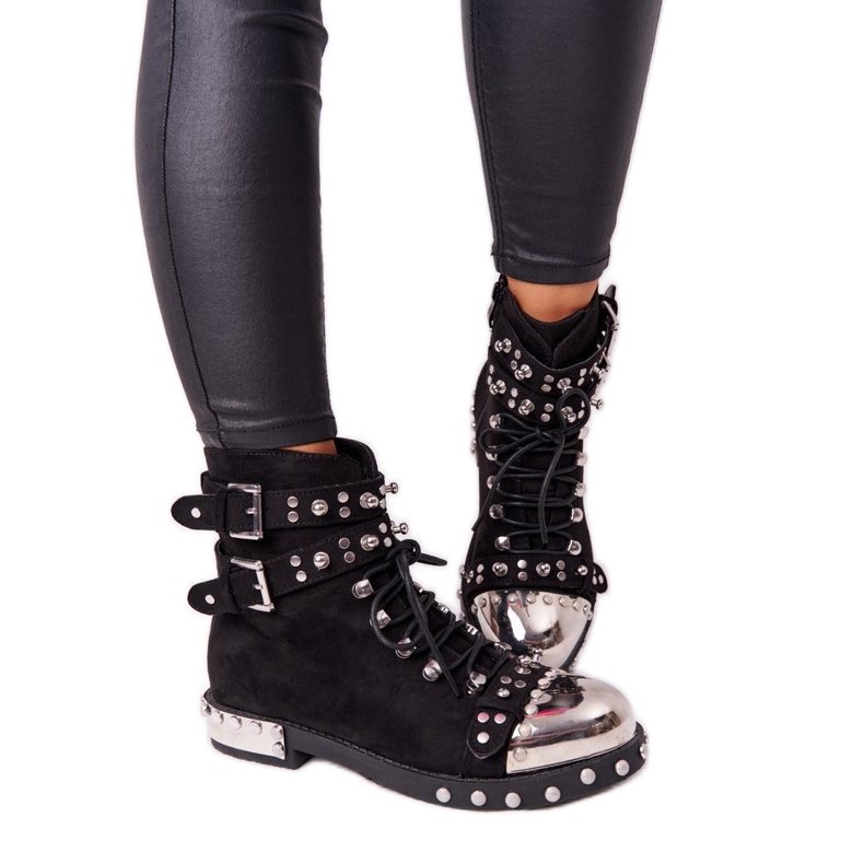 Stivali Caldi Da Donna Con Strass Camoscio Nero Lu Boo