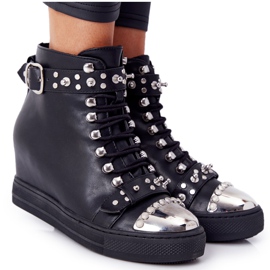 Stivali neri su zeppa con strass Lu Boo nero
