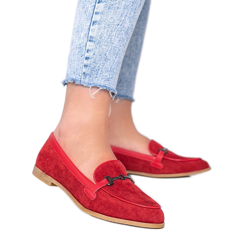 Mocassini Juliette in eco camoscio rosso