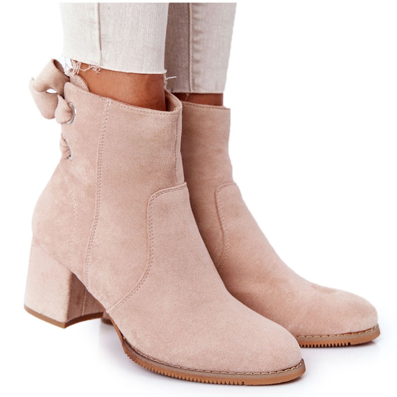 PJ1 Stivali caldi da donna con tacco Beige Kayla