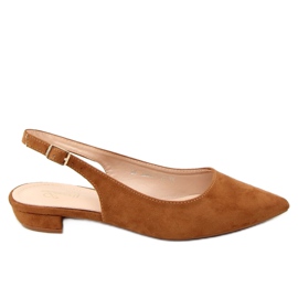 Ballerine con tacco scoperto cammello MM-801 Camel marrone