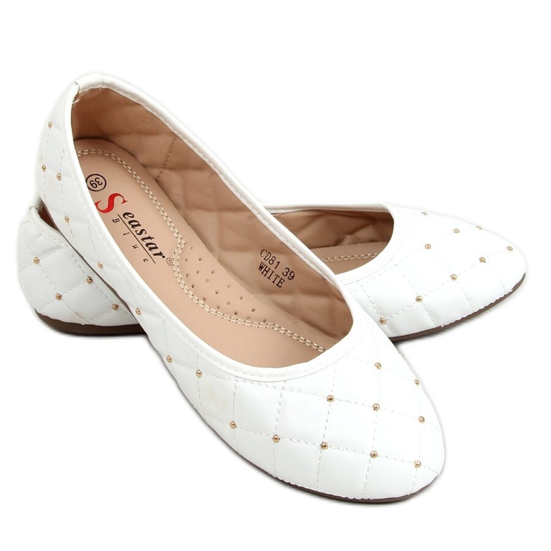 Bianco CD81P Ballerine chanelki bianche bianca