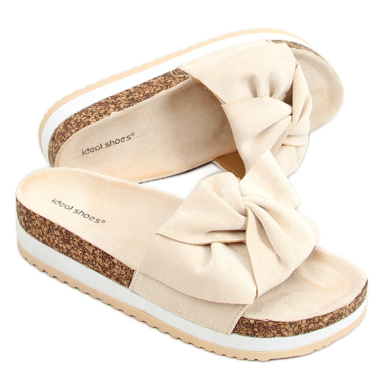 Beige 8228 Pantofole beige con suola alta