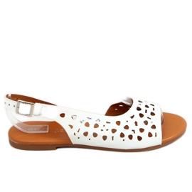 Sandali bianchi asimmetrici traforati HY23-13 White bianco