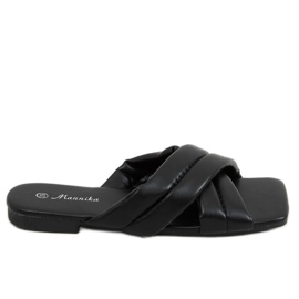 Pantofole nere con suola quadrata S060191 Nere nero