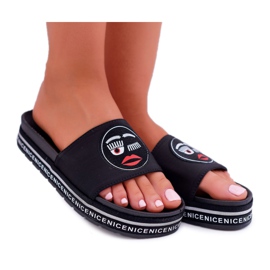 Pantofole da donna sulla piattaforma S.Barski 802-10 Black nero