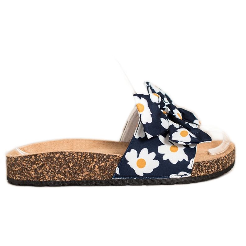 SHELOVET Pantofole Alla Moda Con Fiori blu navy
