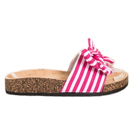SHELOVET Pantofole a righe alla moda bianca rosa