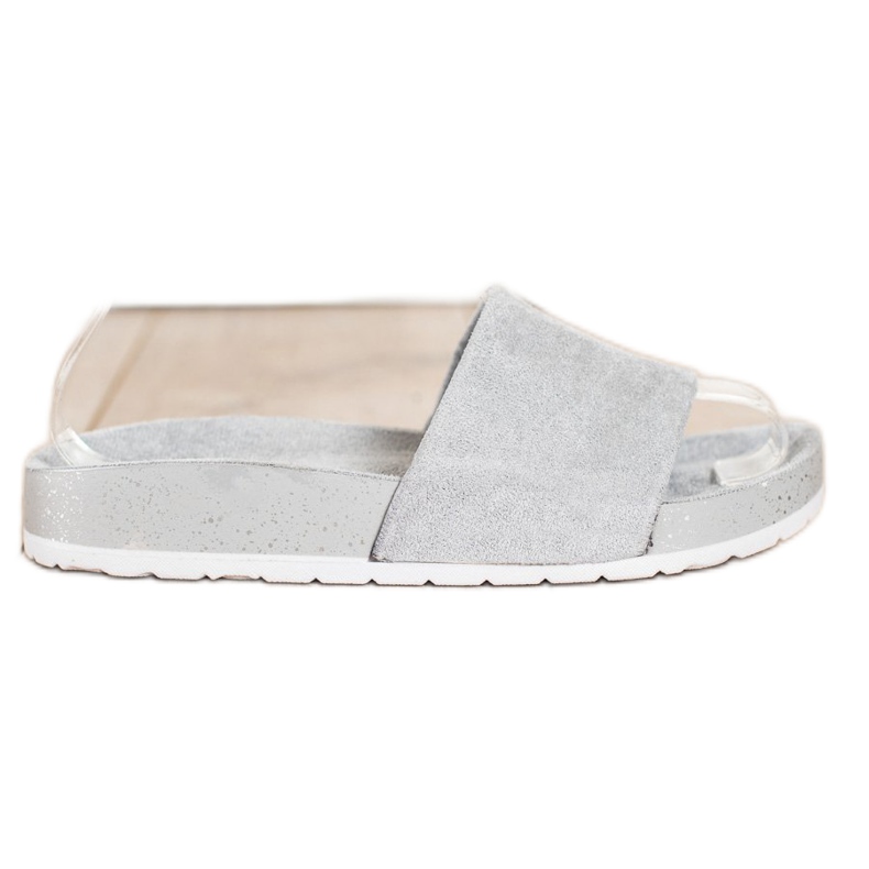 SHELOVET Pantofole in pelle scamosciata alla moda grigio
