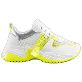 SHELOVET Scarpe da ginnastica con scarpe alla moda in rete bianca giallo