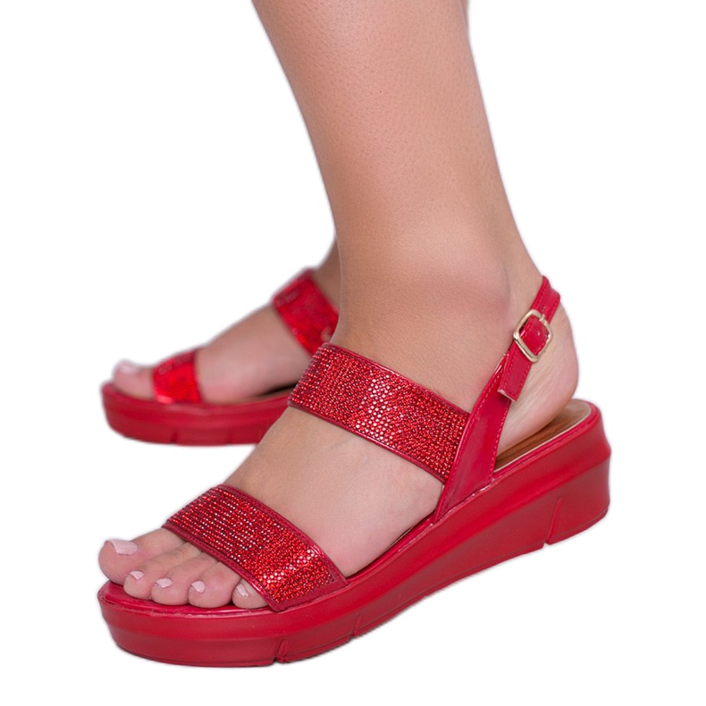 Sandali rossi con zeppa Rasp rosso