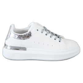 SHELOVET Sneakers Con Allacciatura Glitter bianco