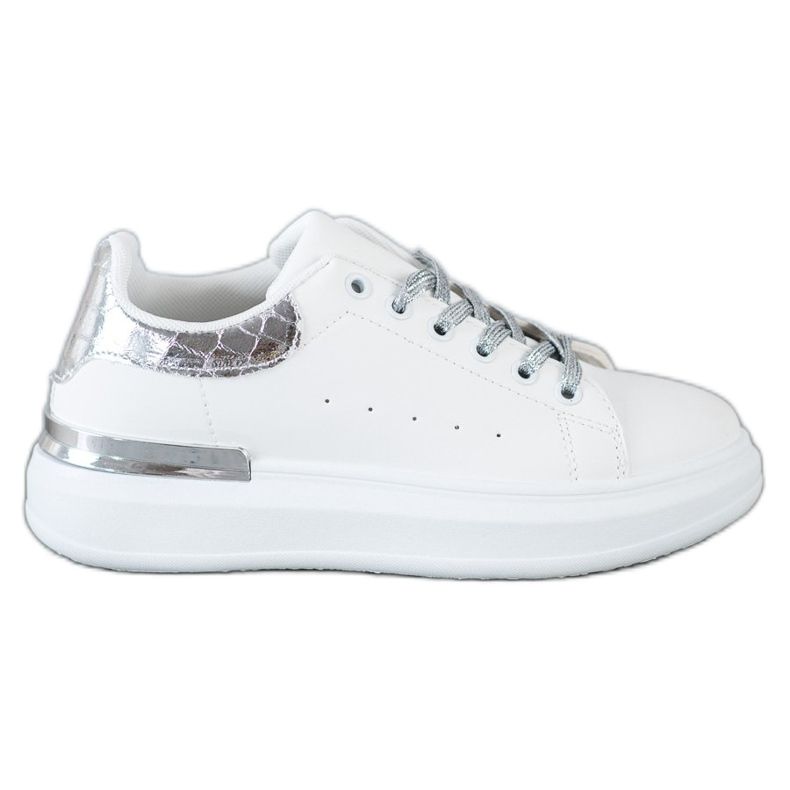 SHELOVET Sneakers Con Allacciatura Glitter bianca