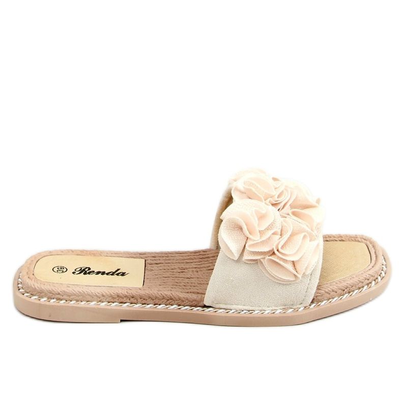 Ciabatte beige con fiori 35-219 Beige