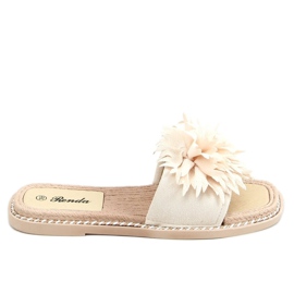 Ciabatte beige con fiori 35-218 Beige