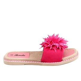 Ciabatte con fiori fucsia 35-218 Plum Red rosa