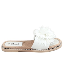 Pantofole bianche con fiori 35-218 Bianco