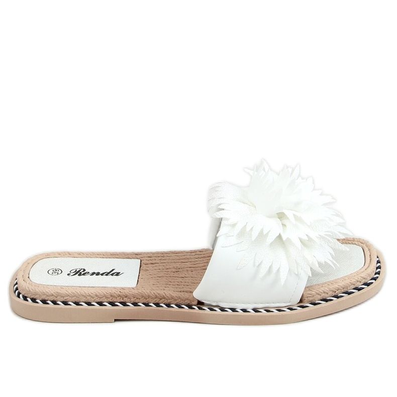 Pantofole bianche con fiori 35-218 Bianco bianca