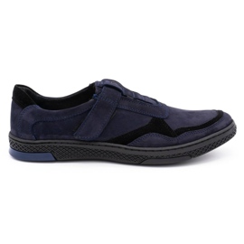 Polbut Scarpe casual da uomo in pelle 2102 blu navy nero