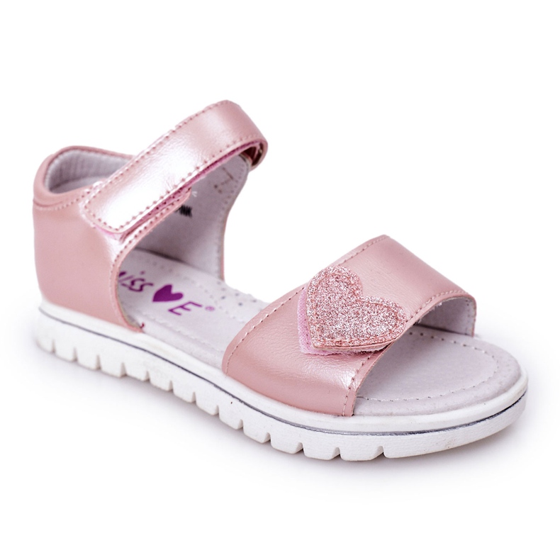 PE1 Sandali per bambini con velcro a cuore rosa