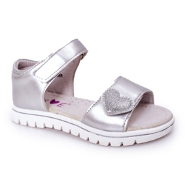 PE1 Sandali Per Bambini Con Velcro Sweetheart Argento d'argento