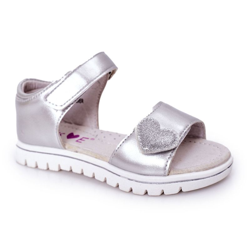 PE1 Sandali Per Bambini Con Velcro Sweetheart Argento d'argento