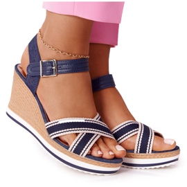 PG1 Sandali con zeppa Navy Blue Sea Wave blu navy