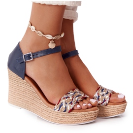 Sandali con zeppa in pelle Maciejka L4869-17 Navy Blue blu navy