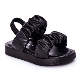 FR1 Sandali per bambini con dolcezza nera a coste nero
