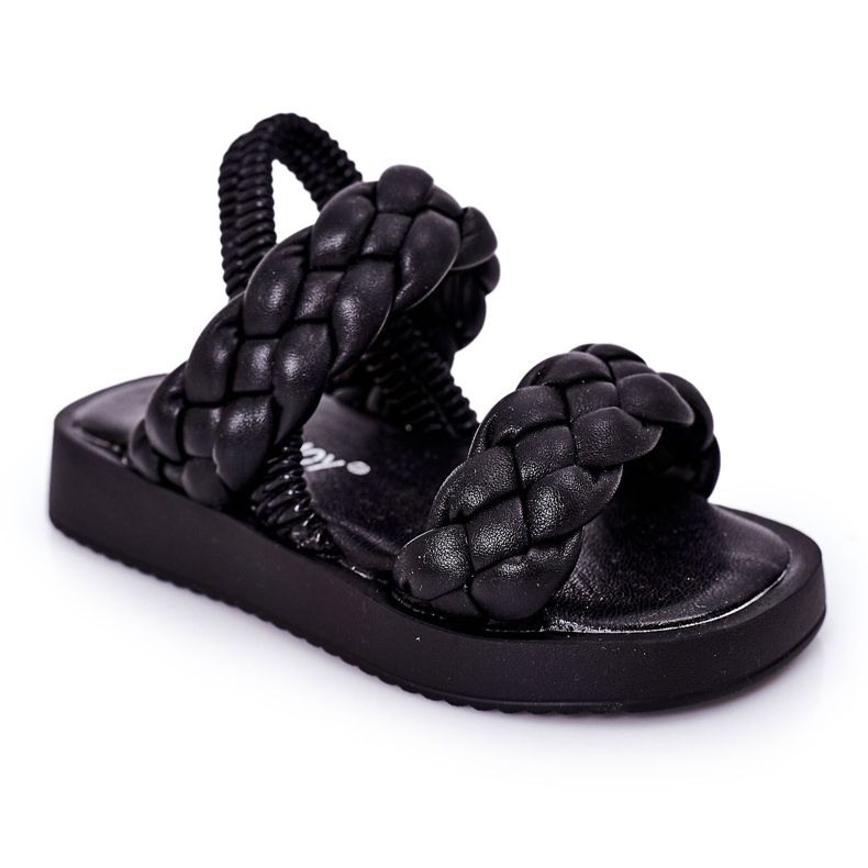 FR1 Sandali per bambini con cutie-pie nero a coste