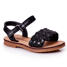 Sandali Per Bambini Con Intrecciato Nero Bailly