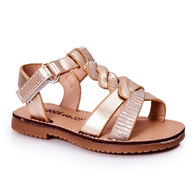 FR1 Sandali Per Bambini Con Broccato Dorato Batilda d'oro