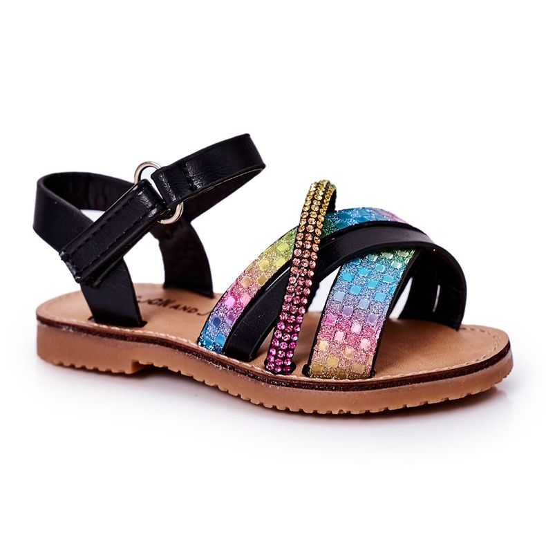 FR1 Sandali Per Bambini Con Paillettes Nero Becky multicolore
