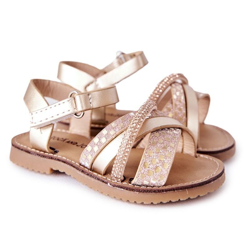 FR1 Sandali Per Bambini Con Paillettes Dorate Becky d'oro