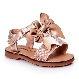 FR1 Sandali Per Bambini Con Fiocco Golden Beebee d'oro