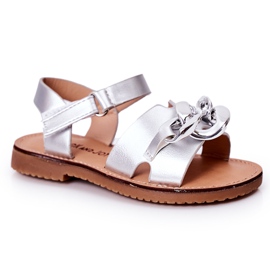 FR1 Sandali Per Bambini Con Catena Argento Buffy d'argento