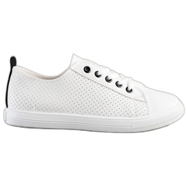 SHELOVET Sneakers Traforate Con Ecopelle bianca